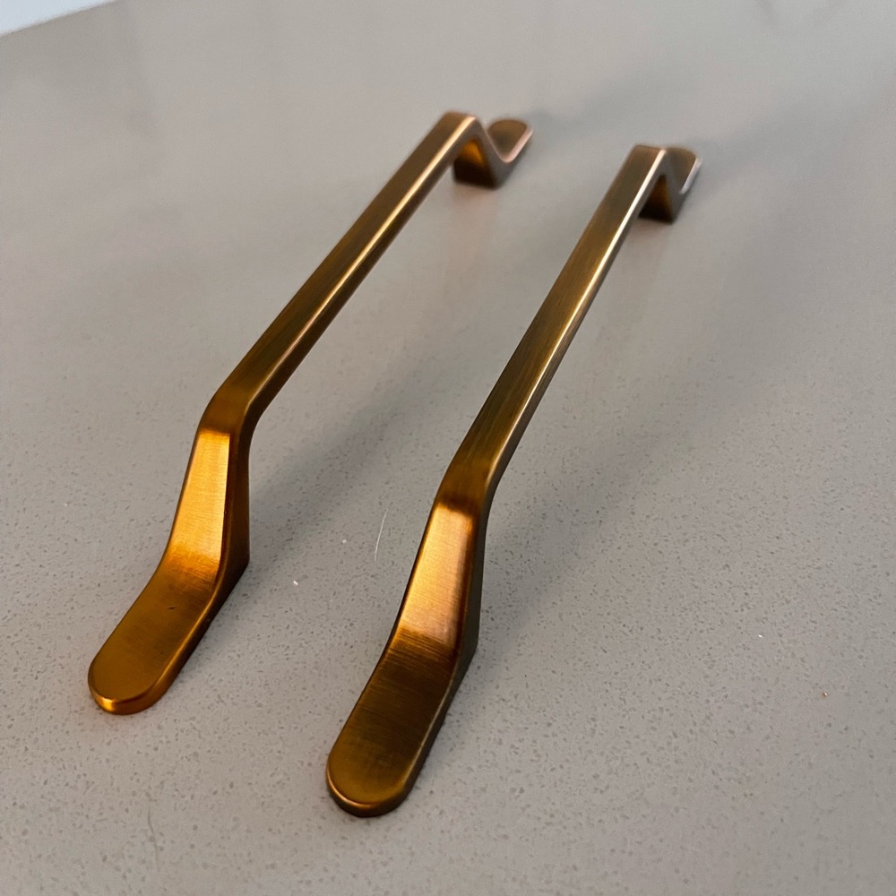 Brassy copper cabinet pulls 5”